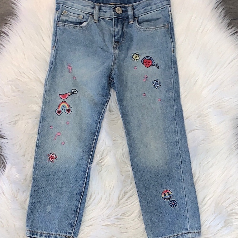 Gap Girlfriend Embellished Patches Jean Size 4 - Picture 2 of 12